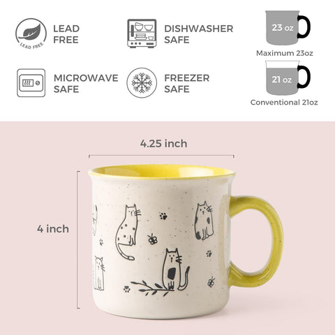 AmorArc 22oz mug displayed in kitchen with glossy glaze and large capacity