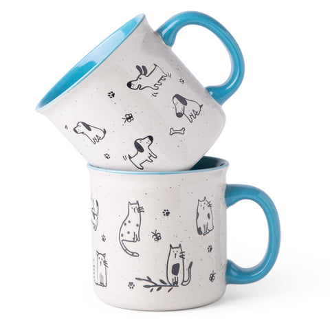 AmorArc 22oz large blue mug set of two, ideal for daily coffee.