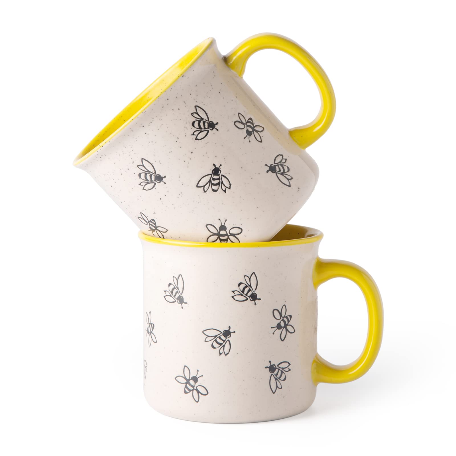 AmorArc 22oz mug with textured bees pattern and large handle for a comfortable grip.