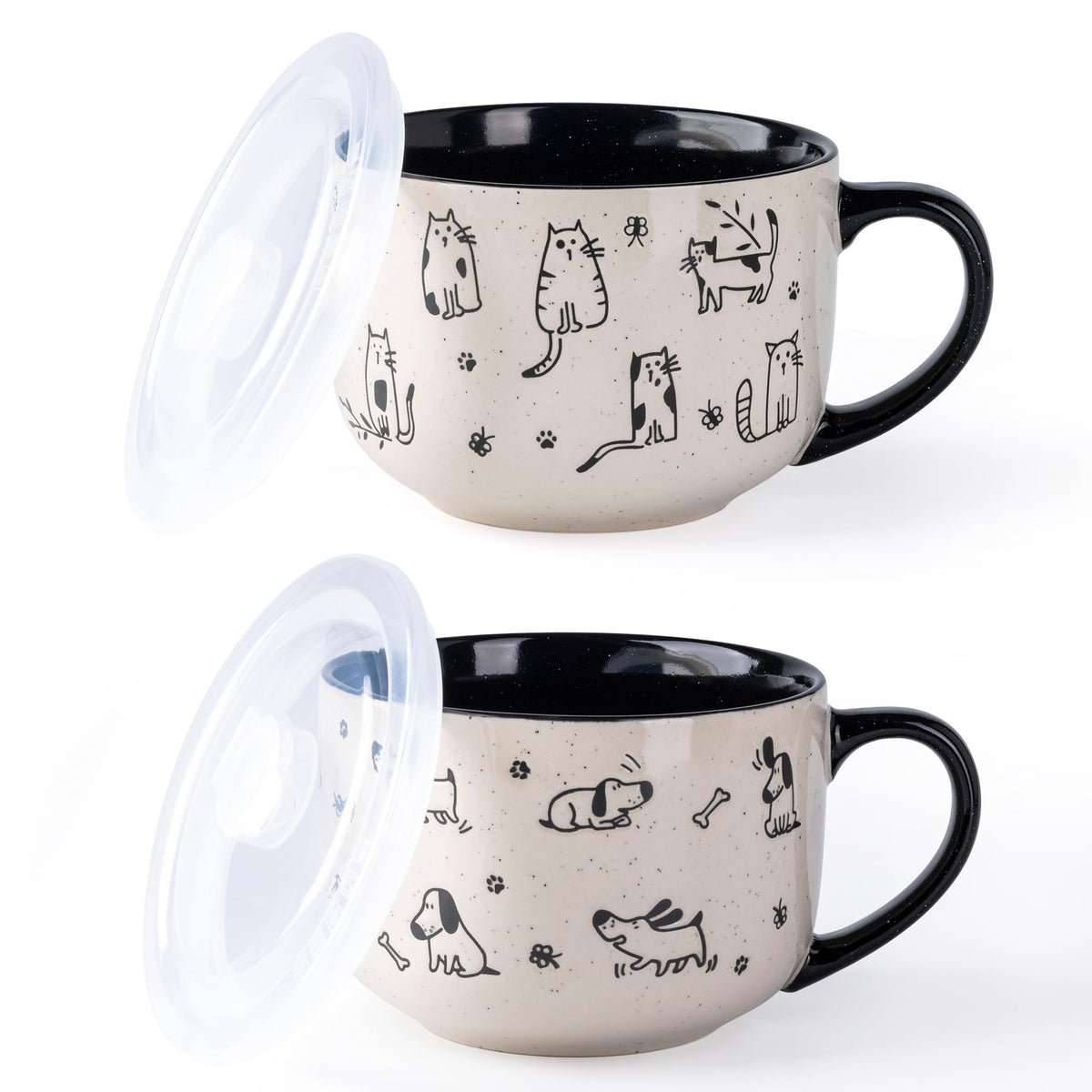 AmorArc 32oz ceramic soup mug with lid and handle for easy serving