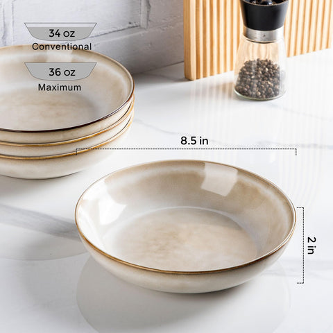AmorArc 36oz ceramic bowls set of 4 for pasta, salad, or fruit