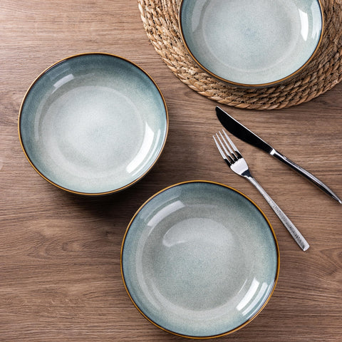 AmorArc 36oz stoneware pasta bowl in use for family servings