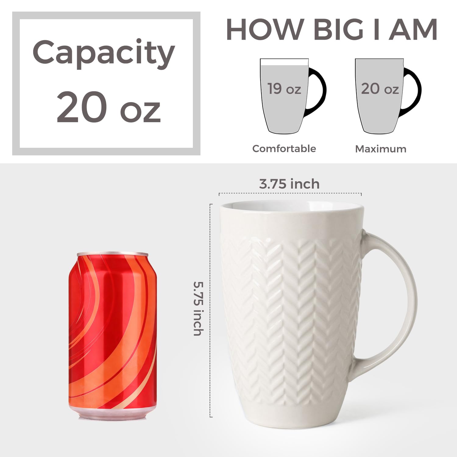 AmorArc mugs feature a large open handle for a comfortable grip