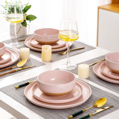AmorArc cloud pink dinnerware on a stylish table setting.