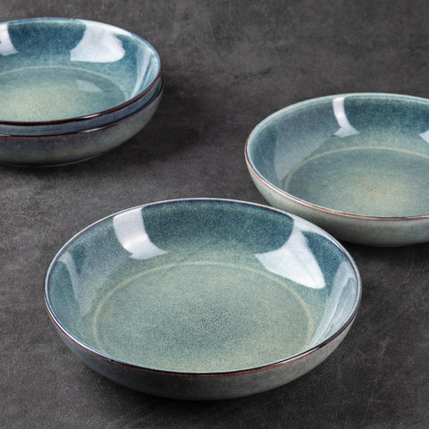 AmorArc dining-table blue glaze bowls elevating everyday meals.