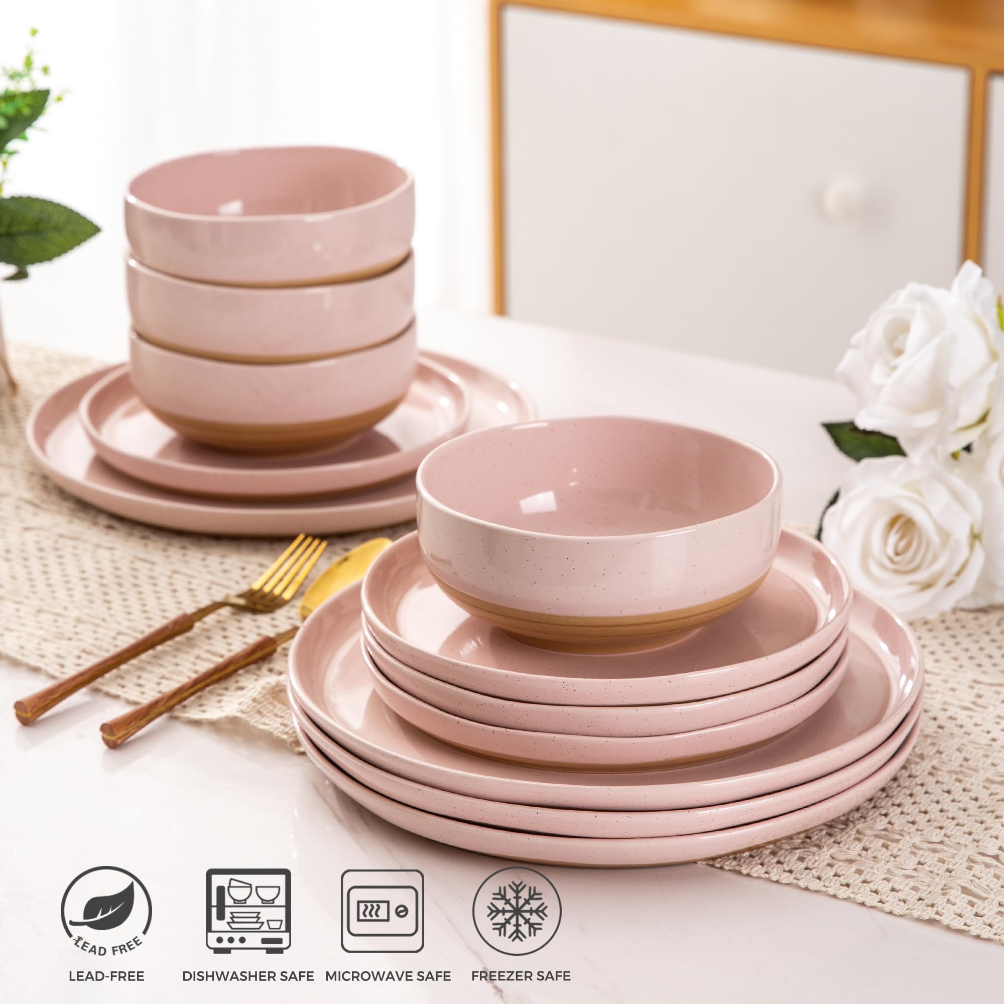 AmorArc dishwasher- and microwave-safe stoneware supports busy weeknights.