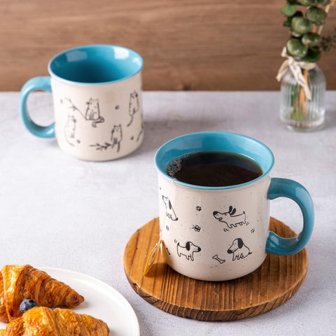 AmorArc dishwasher-safe ceramic mug in blue, easy to clean.