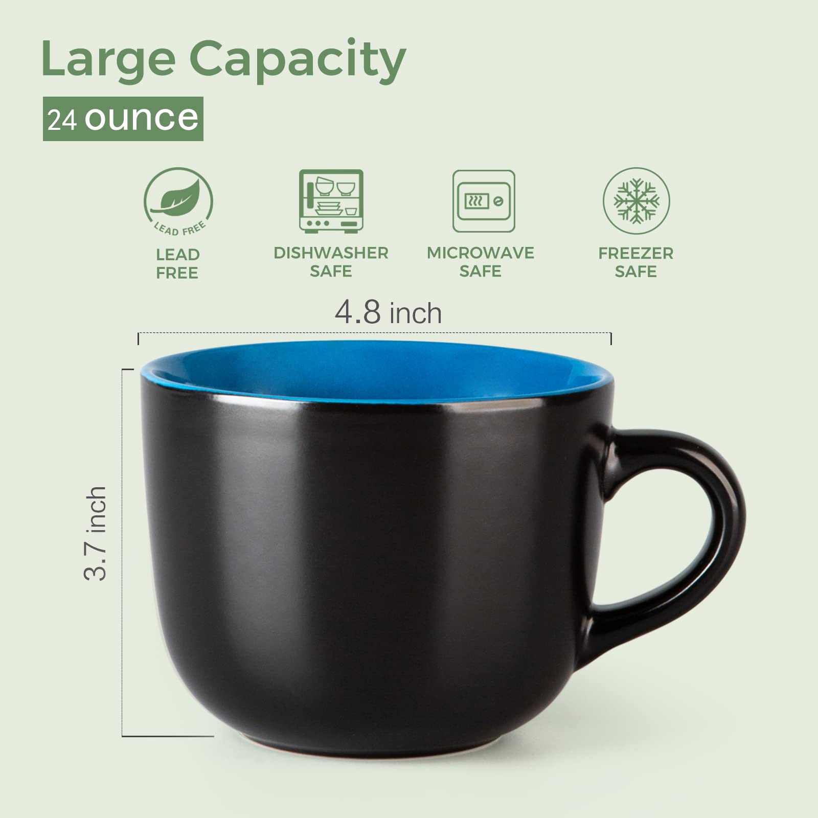 AmorArc jumbo ceramic mug set on a bright table, ideal for sharing beverages.