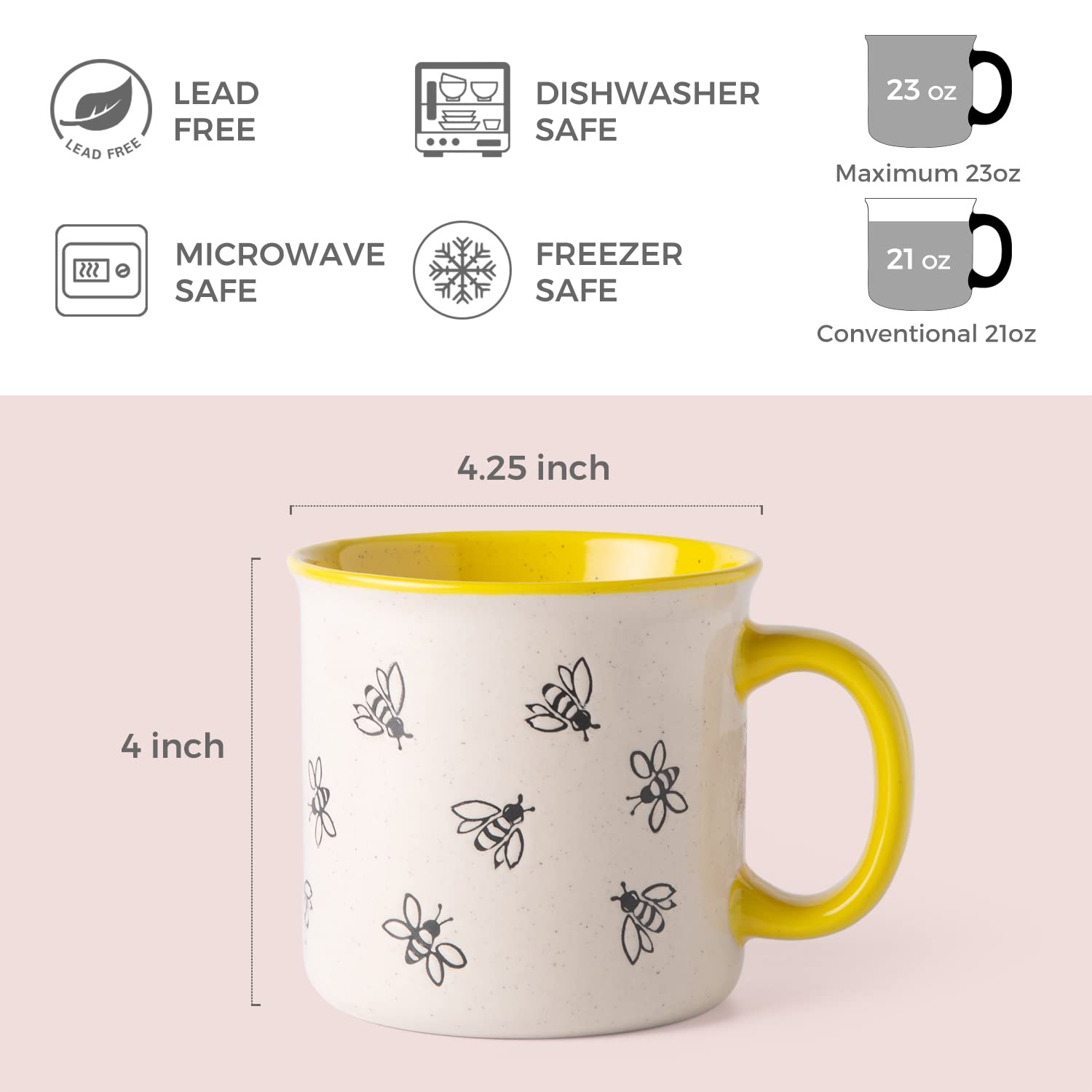 Close-up of AmorArc mug's large handle, designed for easy, steady gripping.