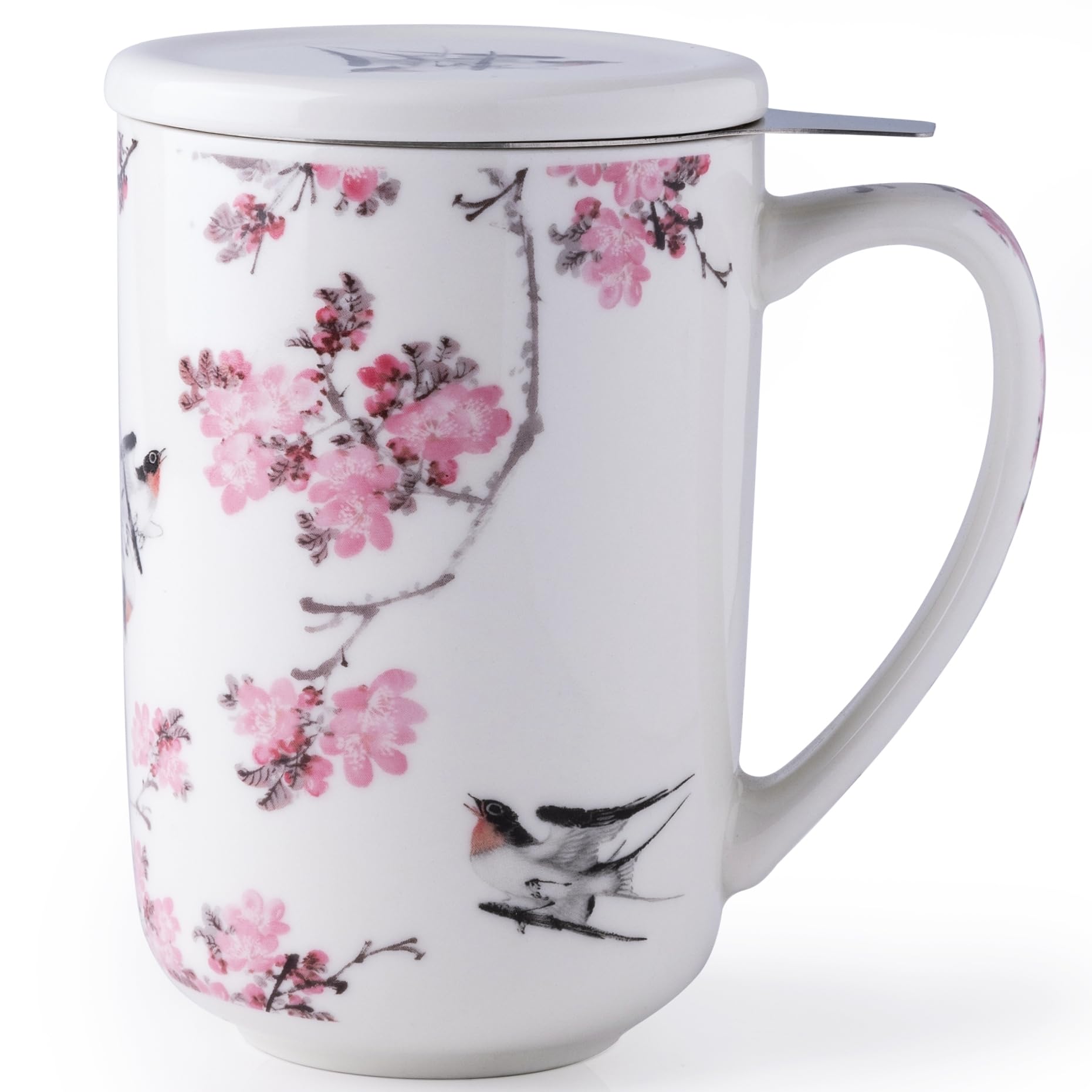 AmorArc porcelain tea mug with infuser and lid for convenient brewing