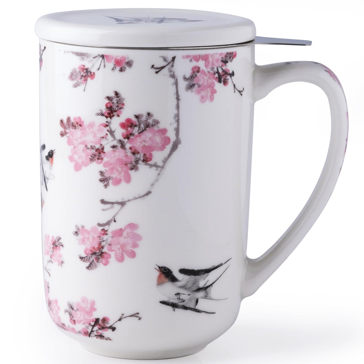 AmorArc porcelain tea mug with infuser and lid for convenient brewing