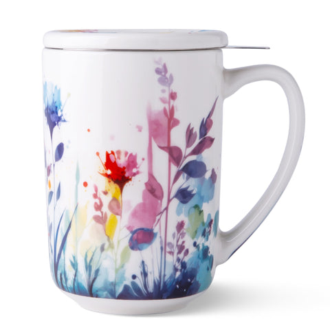 AmorArc porcelain tea mug with infuser and lid for loose leaf tea