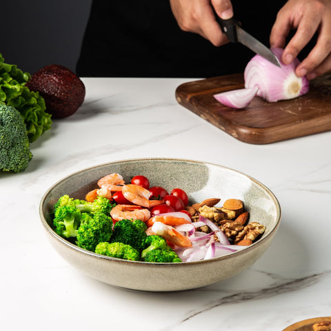 AmorArc stackable pasta bowls save cabinet space.