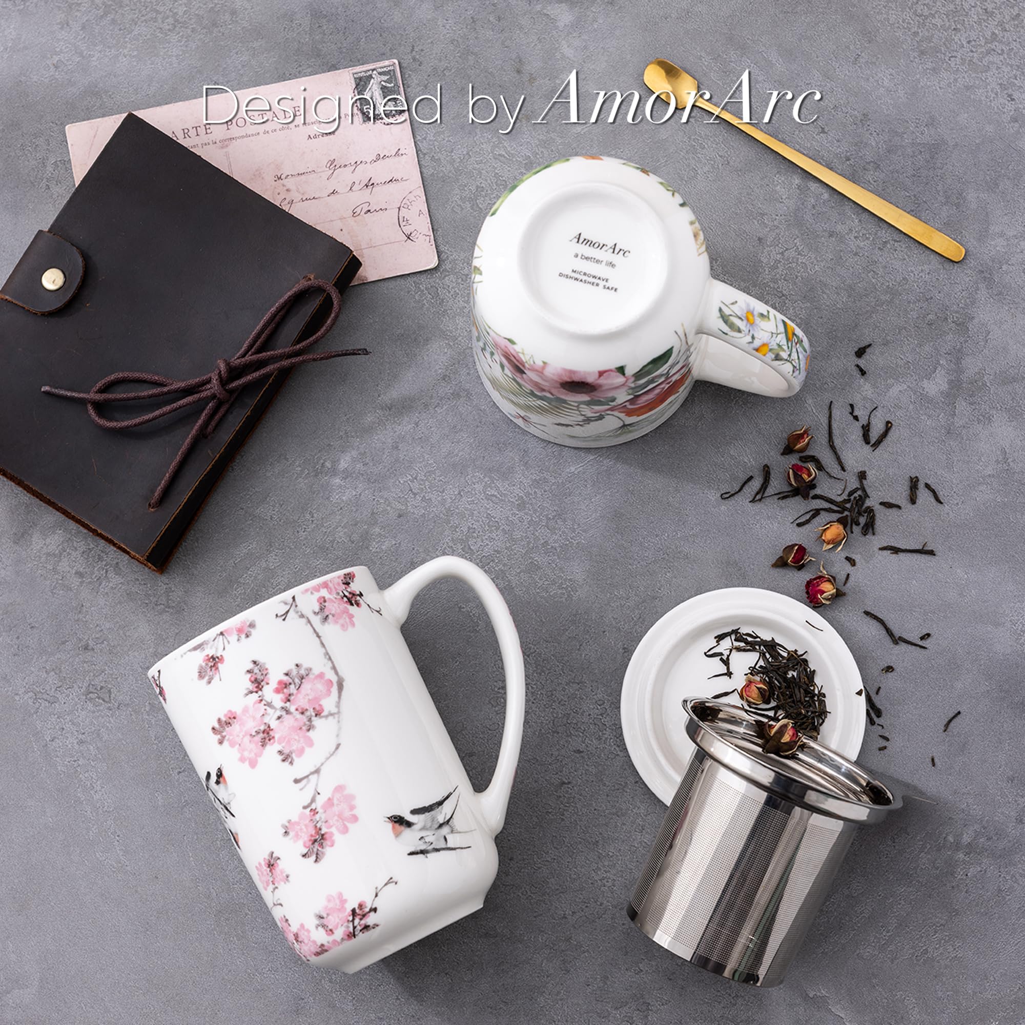 AmorArc mug available in black and pink colors