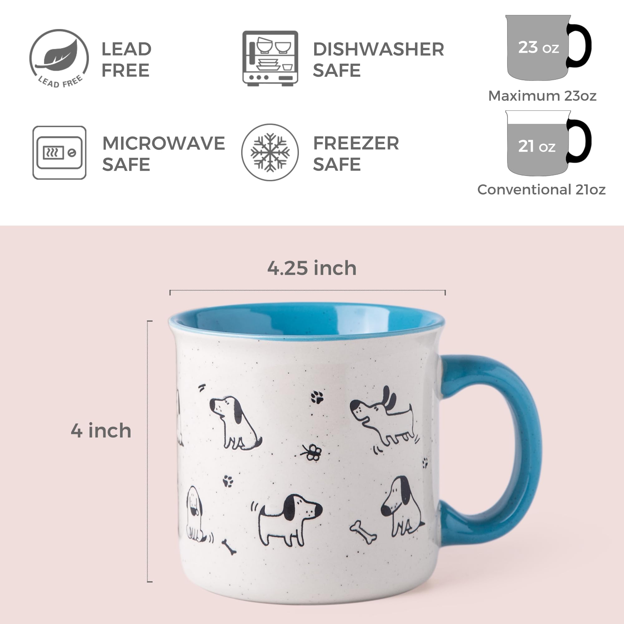 AmorArc textured cats pattern mug in blue for stylish moments.