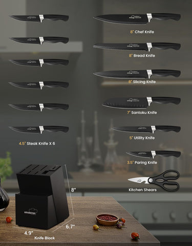 Amorston 7-inch Santoku knife handles versatile chopping tasks.