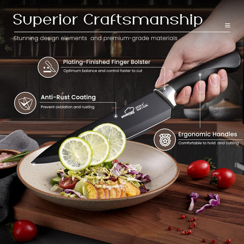 Amorston ergonomic handles provide comfortable control during long prep sessions.