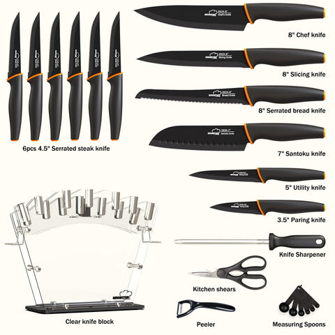Amorston high-carbon stainless steel blades offer lasting sharpness for daily prep.