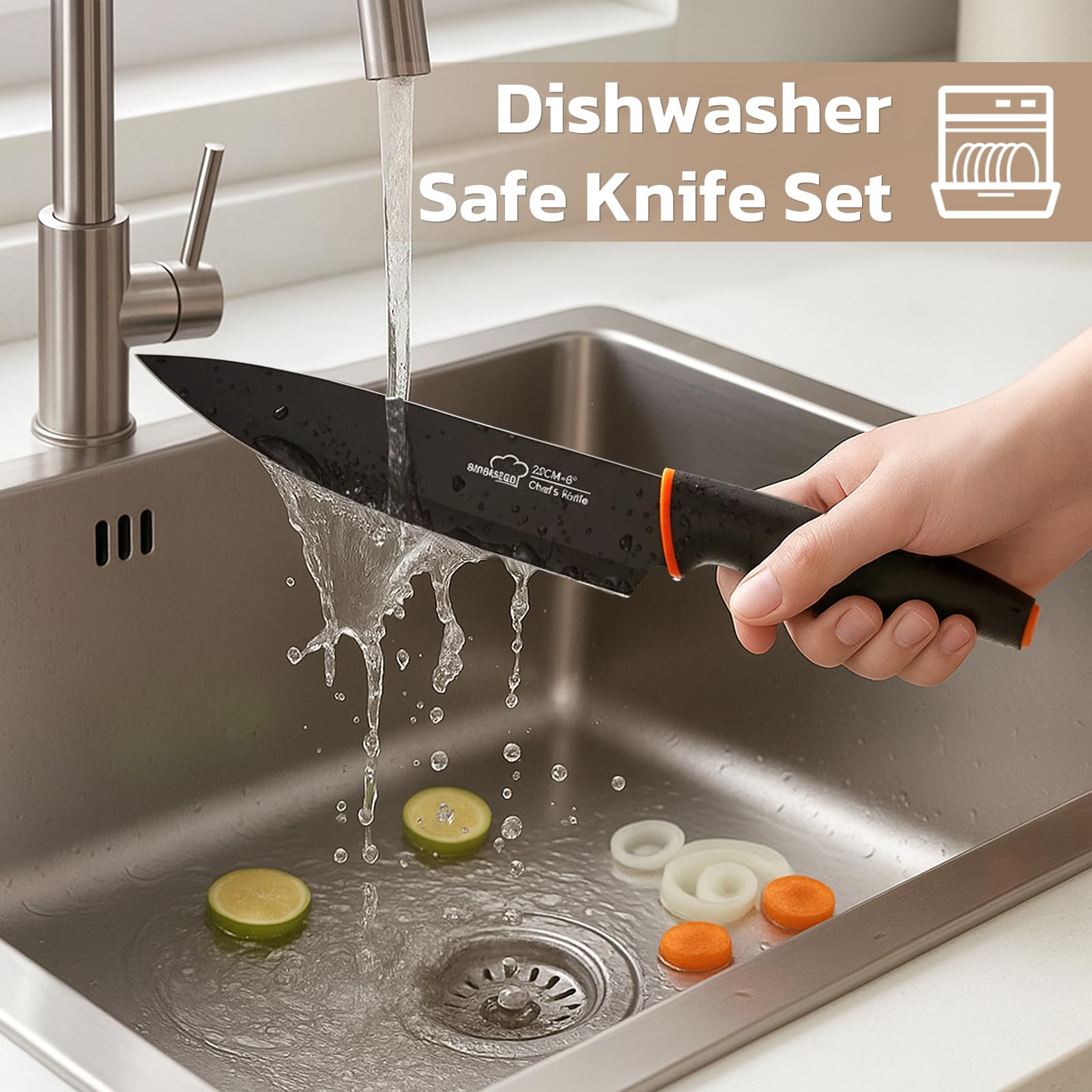 Amorston kitchen shears and peeler included for versatile food prep.