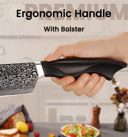 Amorston 4.5-inch serrated steak knives for effortless, even slices.