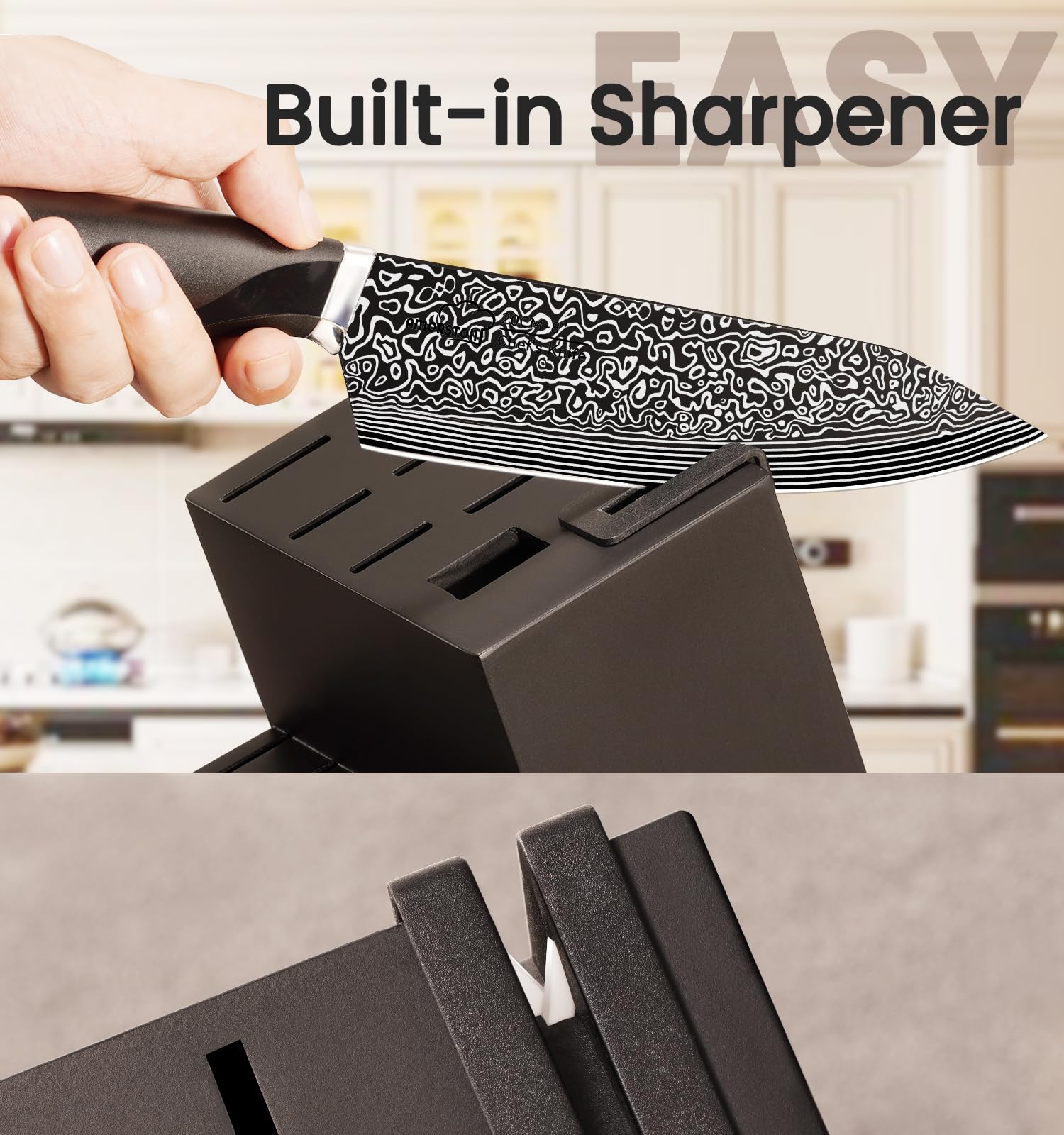 Amorston 7-inch santoku knife for versatile chopping and mincing tasks.