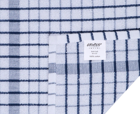 AMOUR INFINI blue 12x12 dishcloth drying spills on a counter