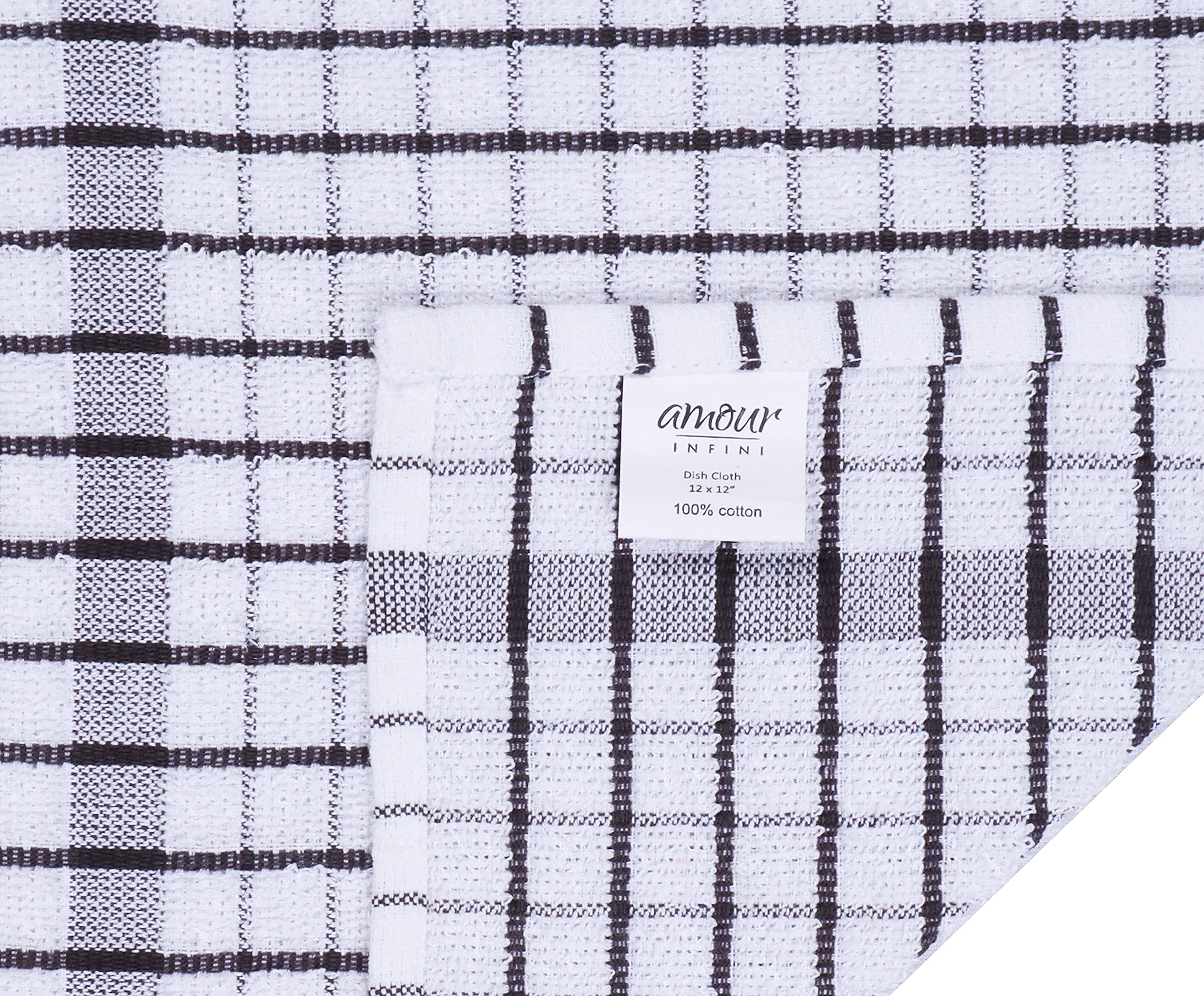 AMOUR INFINI 12x12 dishcloths provide soft touch and durable drying power.