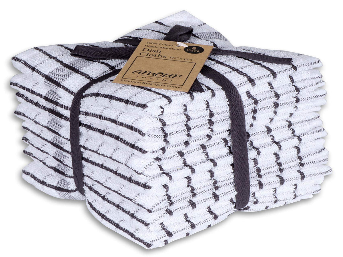 AMOUR INFINI dishcloths set-8 close-up texture for soft, absorbent drying.