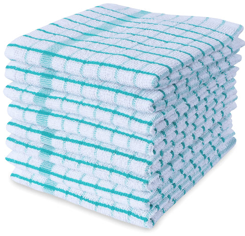 AMOUR INFINI teal kitchen dishcloths set of 8, ultra soft and absorbent for quick cleanups.