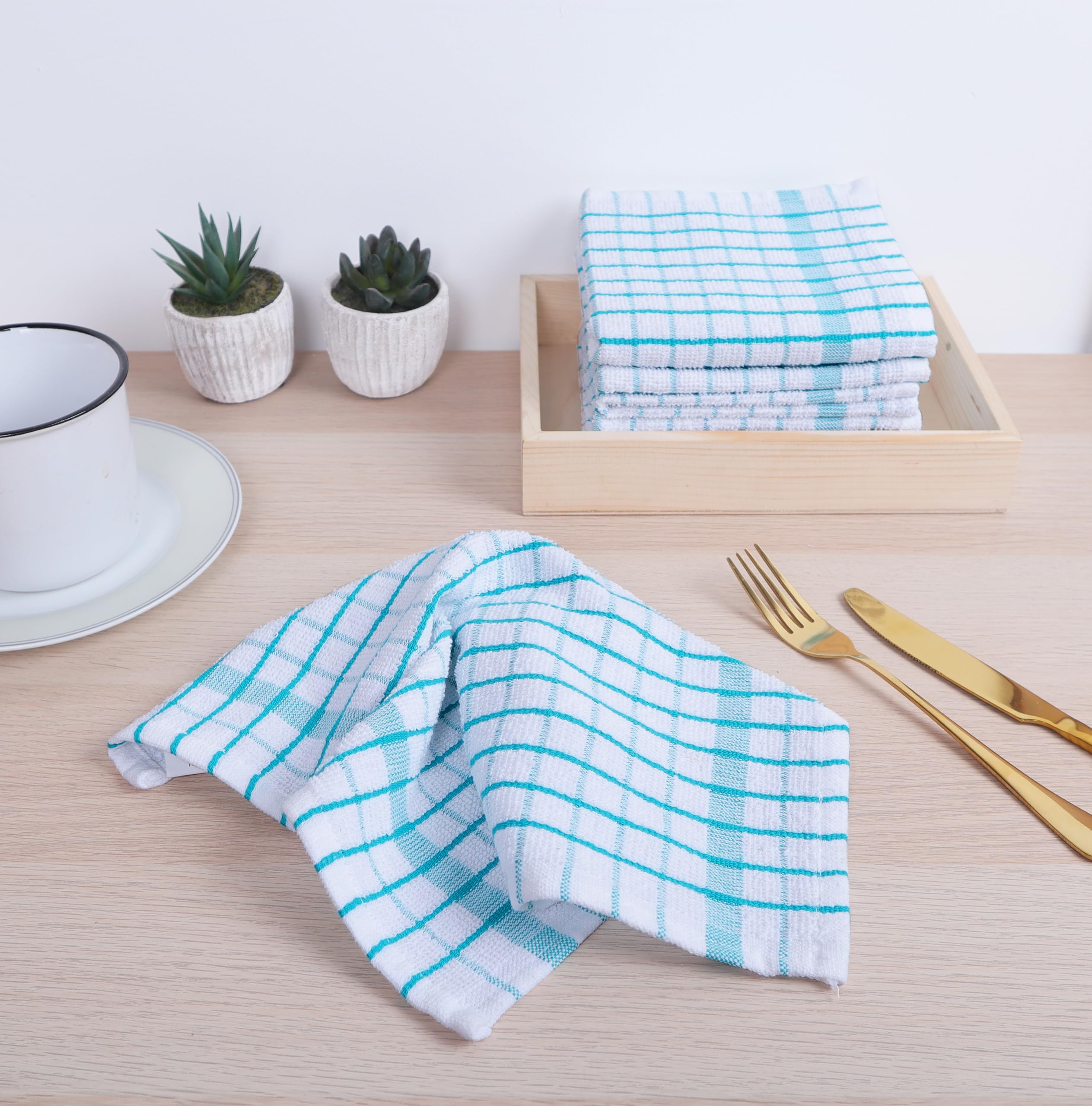 AMOUR INFINI terry cotton dishcloth teal, soft touch that cares for delicate surfaces.