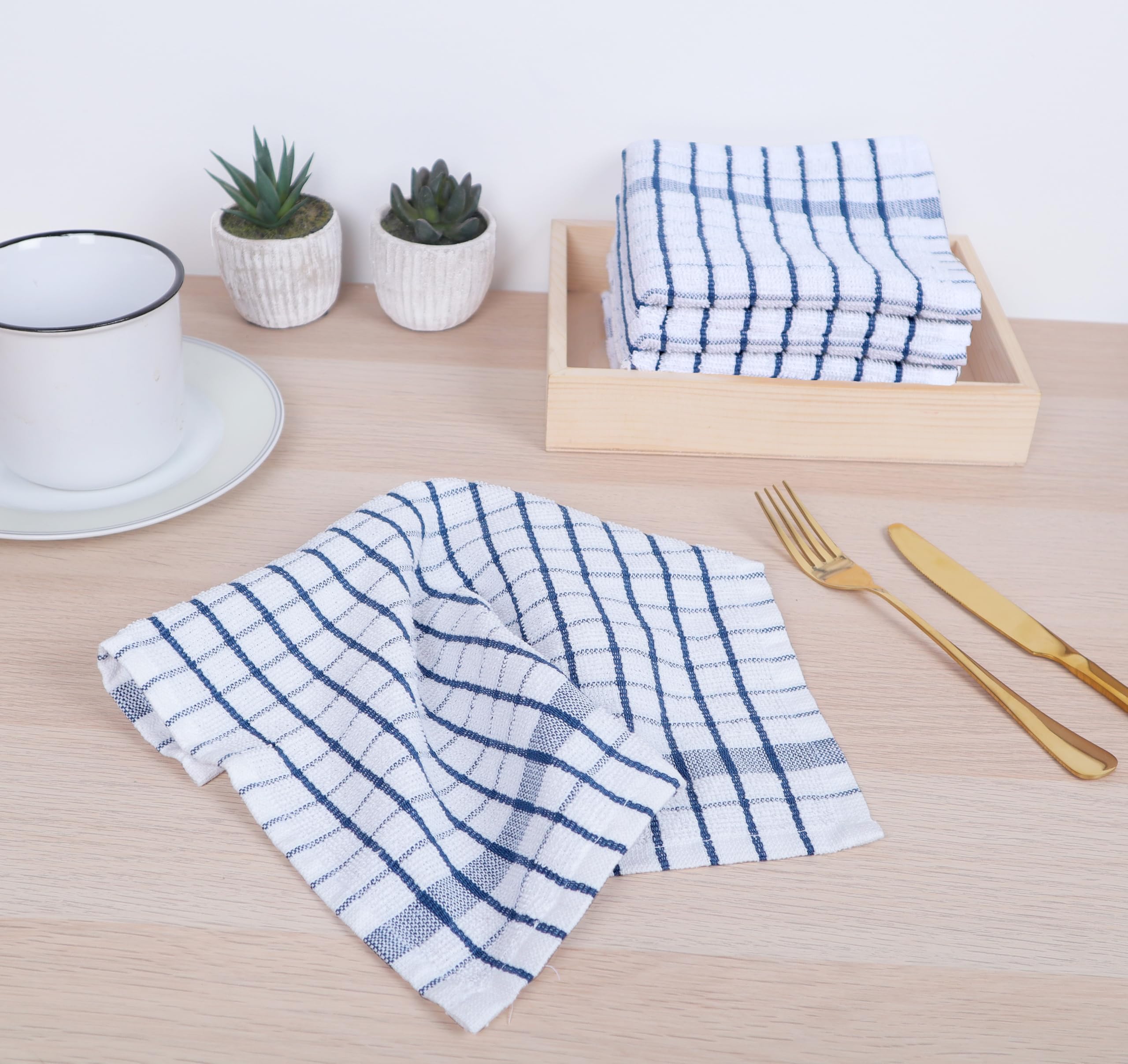 AMOUR INFINI blue terry cotton dishcloths soft yet durable for kitchen use
