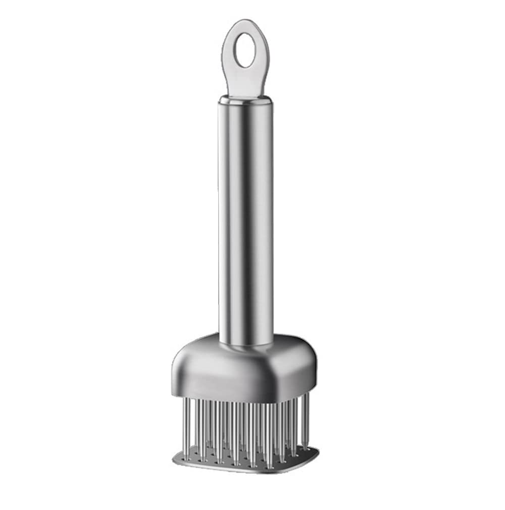 AMPSEVEN meat tenderizer outside view shows sturdy metal design built for frequent use.