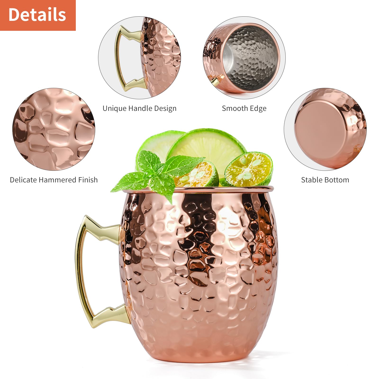 Amrules Moscow Mule Mug 16 oz capacity for generous servings
