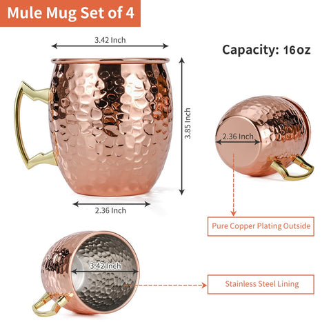 Amrules Moscow Mule Mug with gold brass handle for secure grip