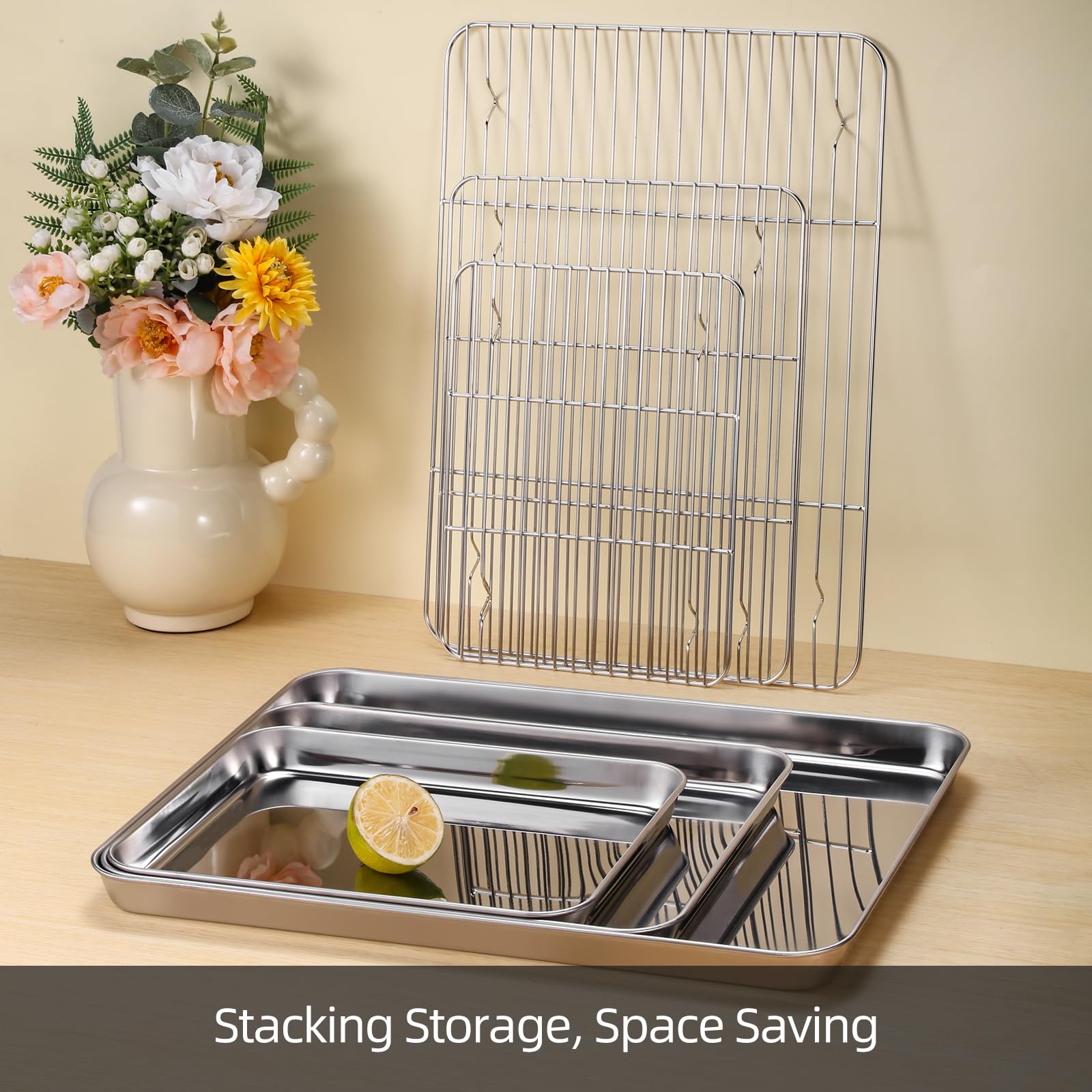 Amrules stackable trays save kitchen storage space