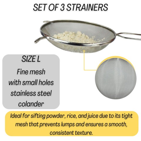 AMSE mesh strainers 7.1-inch closed-mesh for thorough sieving and powders