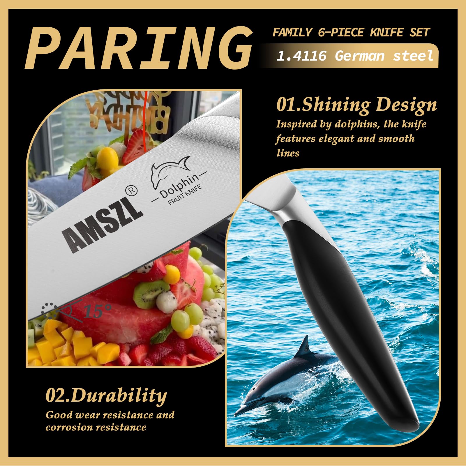 AMSZL full-tang ergonomic ABS handle provides balanced control