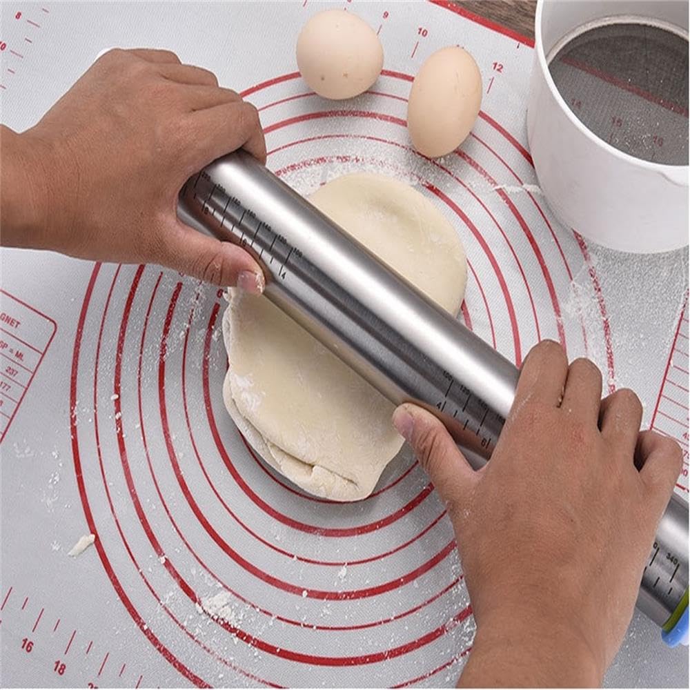AMUZHI stainless steel rolling pin demonstrates durability and hygiene