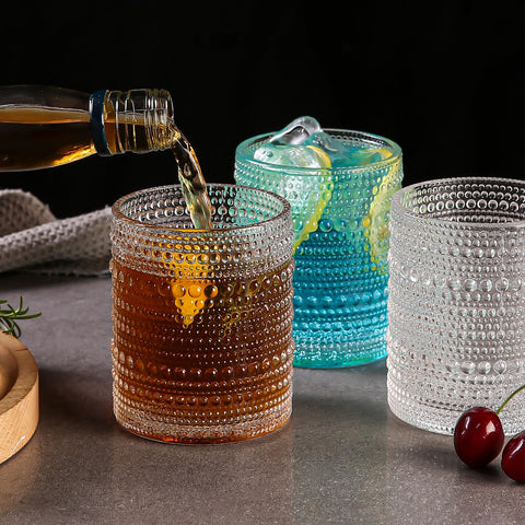 Amyoole 12oz hobnail glasses gift-ready, ideal for gifting.