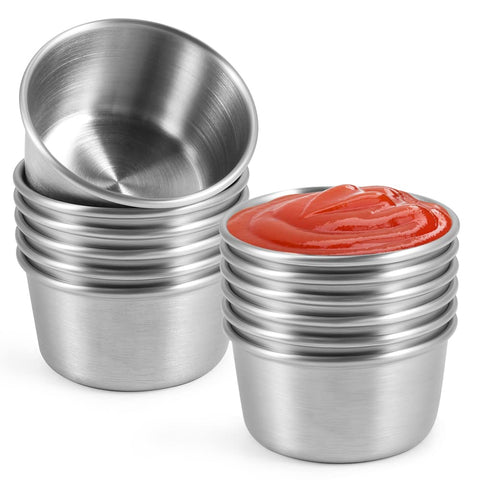Amytalk silver ramekin dipping sauce cup 75ml, ideal for separate sauces at home.