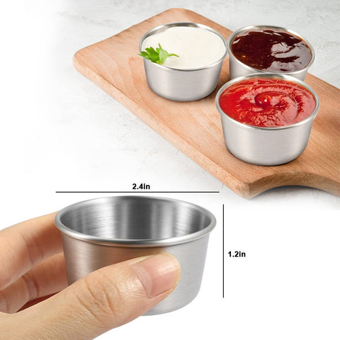 Amytalk 75ml ramekin cups arranged for party dips and sauces.