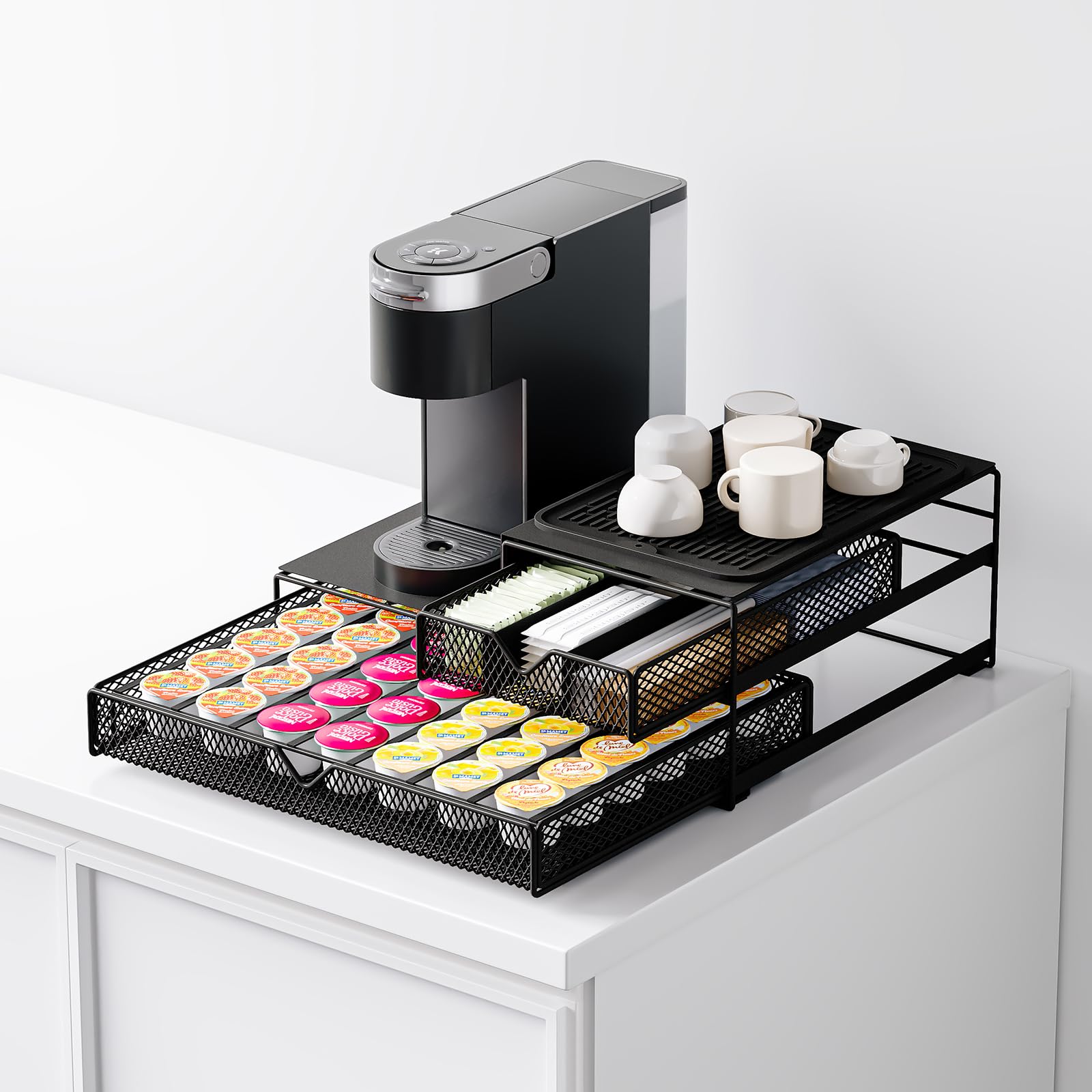 AmzAge seven-compartment capsule slots organize flavors and capsules efficiently
