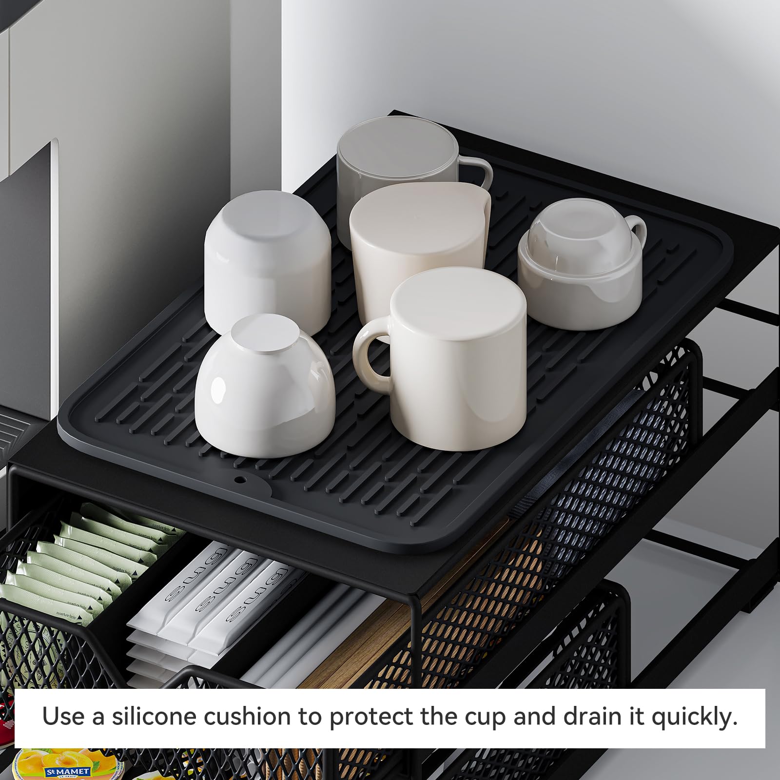 AmzAge silicone draining pad speeds cup drying and reduces noise