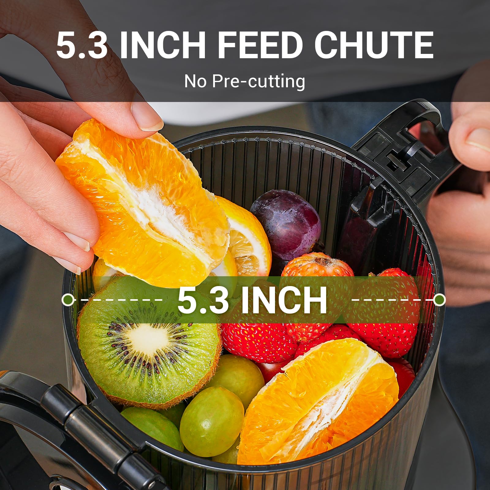 AMZCHEF juicer uses 60 RPM slow juicing to maximize nutrient retention