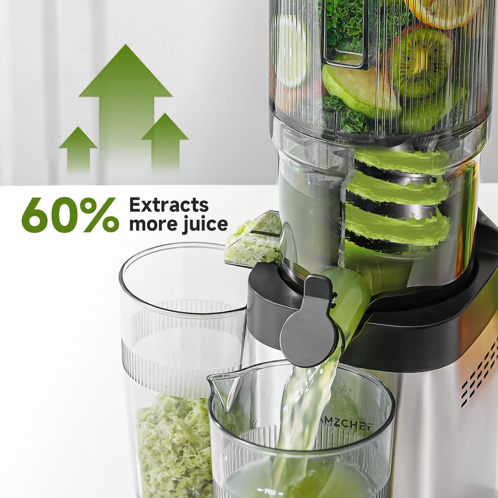 AMZCHEF stainless steel shell offers durable build and easy cleanup.