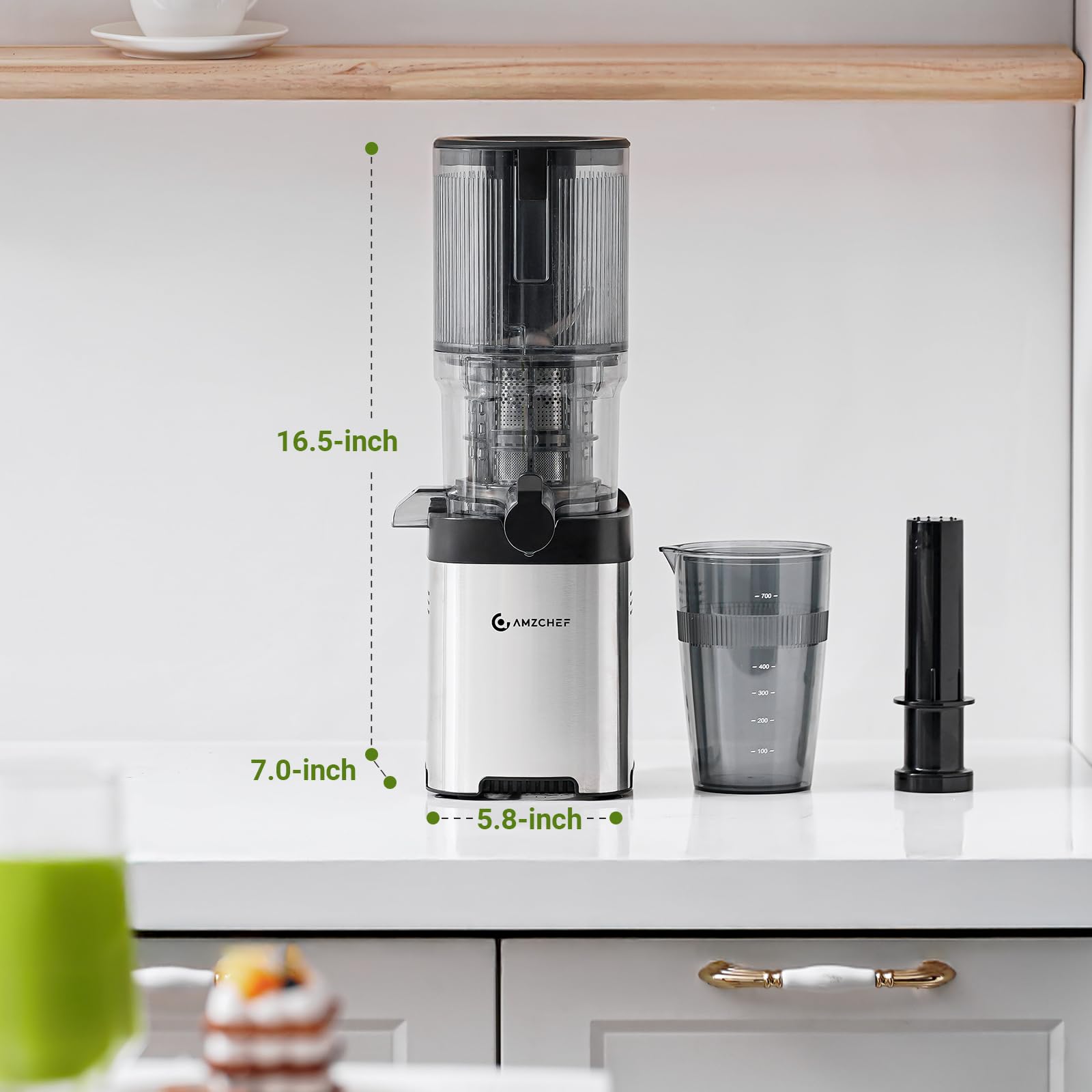 AMZCHEF juicer stainless steel shell stands up to daily use.