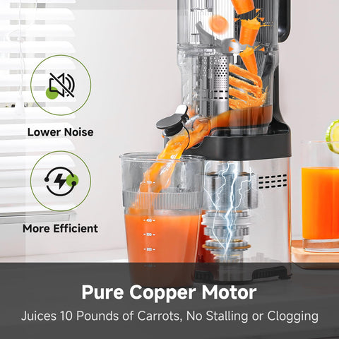 AMZCHEF juicer triple-strainer system delivers cleaner juice.