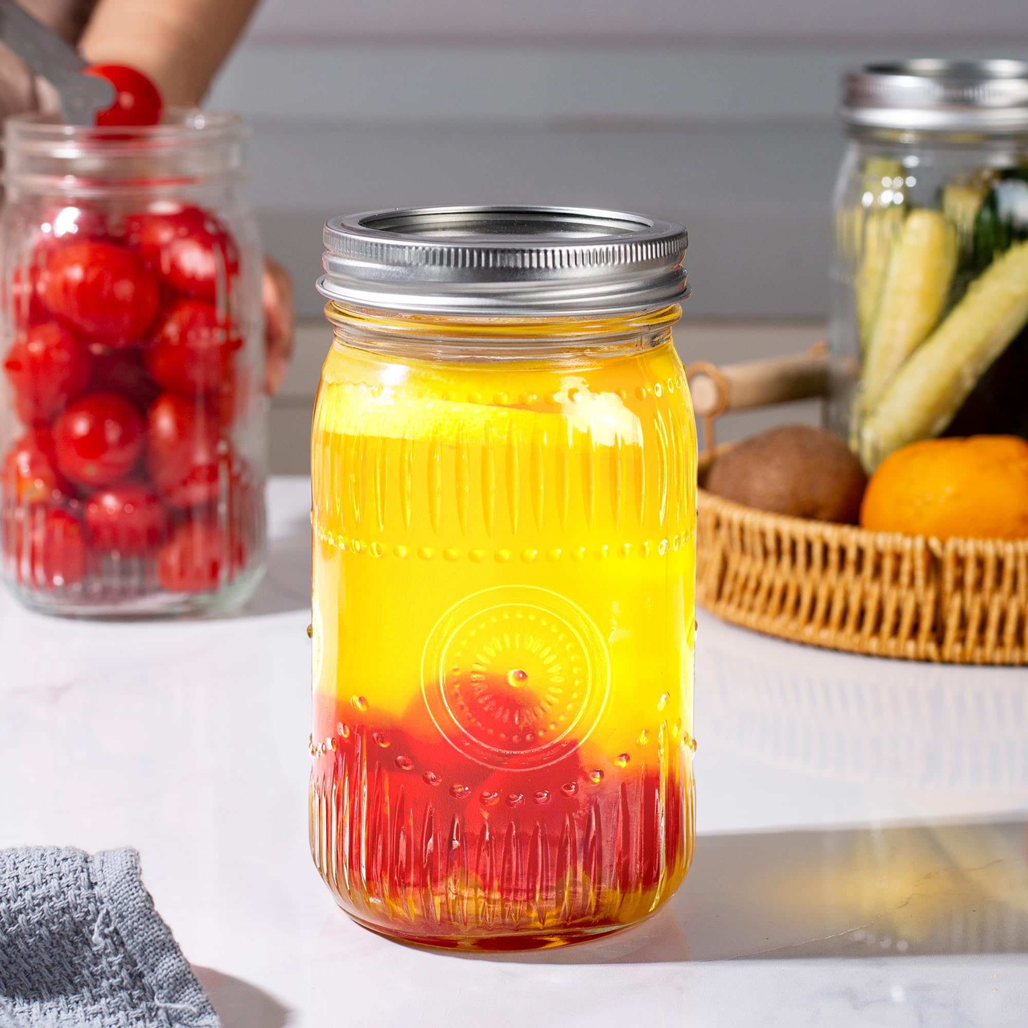 Amzcku glass jar set for organized pantry and gifting options.
