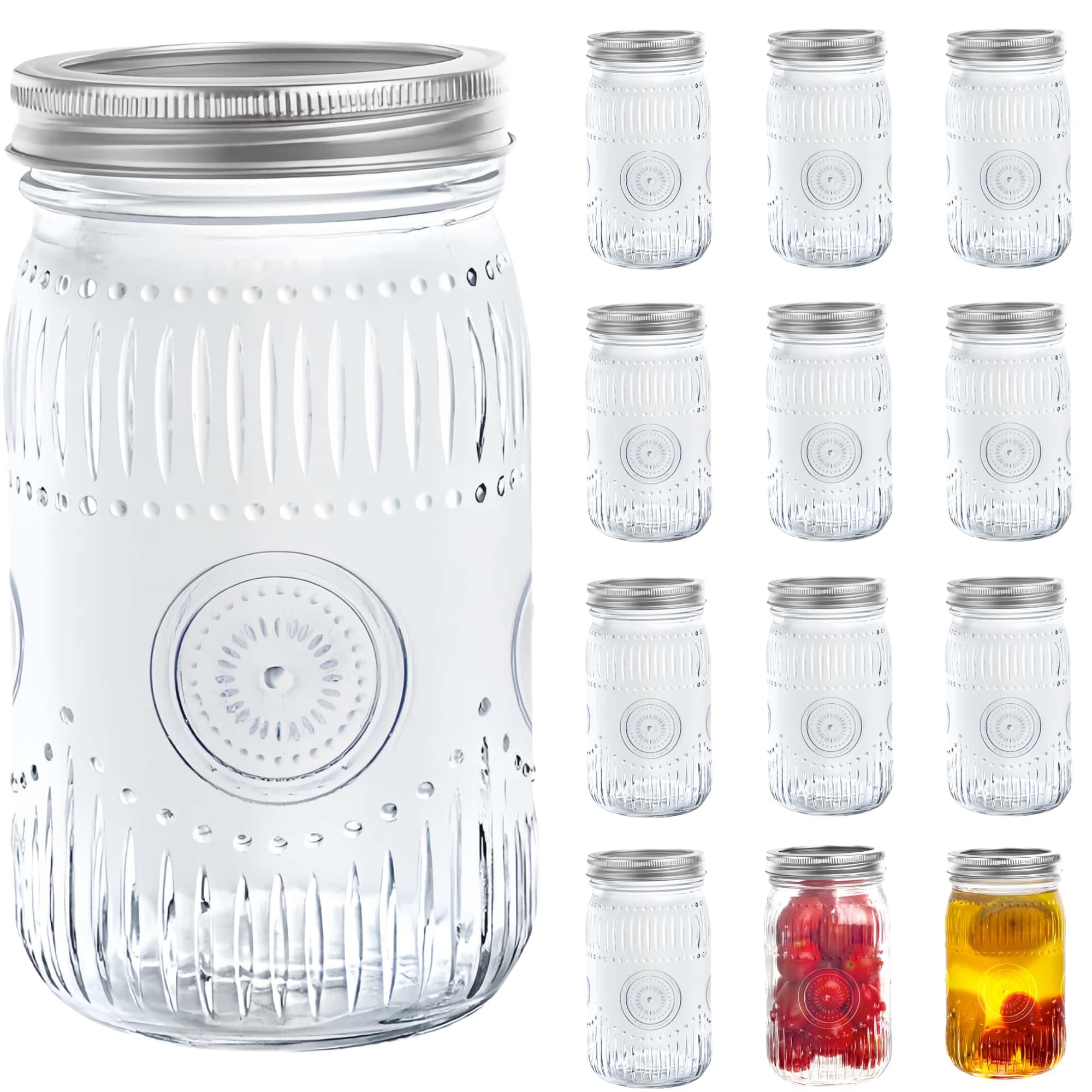 Amzcku 32oz vintage mason jar with lid, wide mouth, ideal for pantry storage.