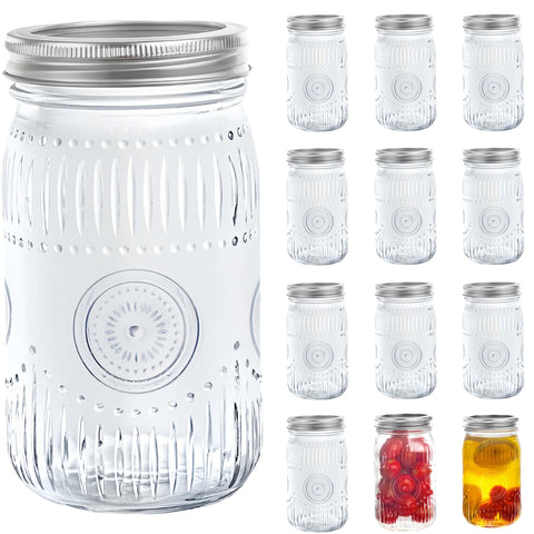 Amzcku 32oz vintage mason jar with lid, wide mouth, ideal for pantry storage.